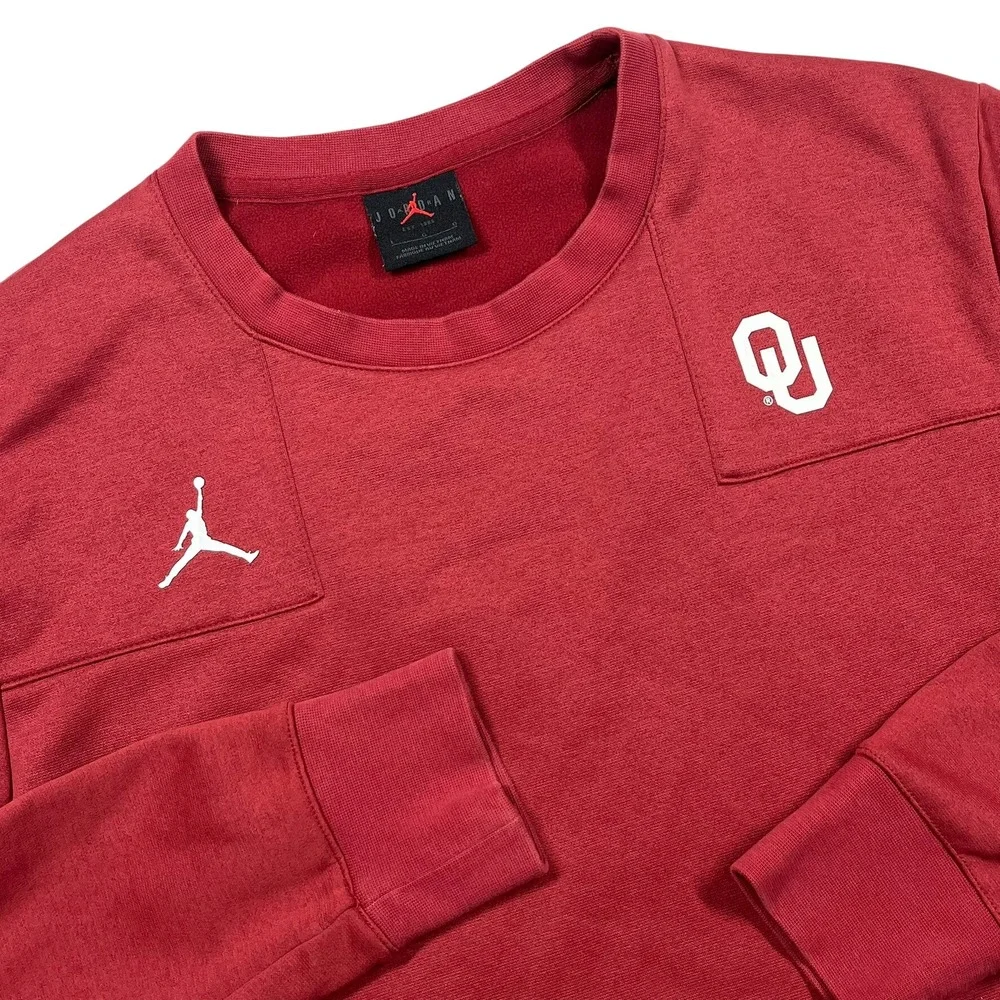 Jordan Oklahoma Sooners Sweatshirt Mens Large Crimson Therma-Fit Side Zip CZ5241